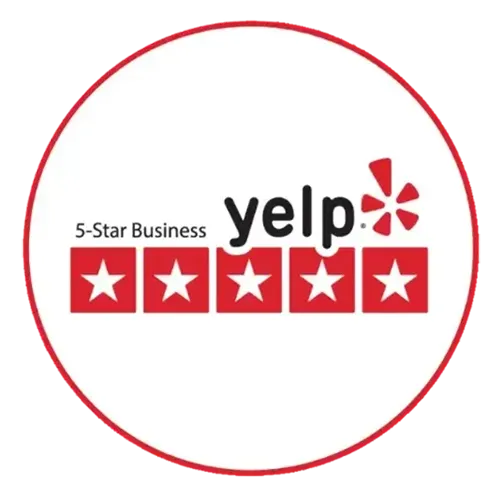 5-Star Yelp rating badge for Polaris PT & Wellness, showcasing commitment to exceptional service and customer satisfaction.